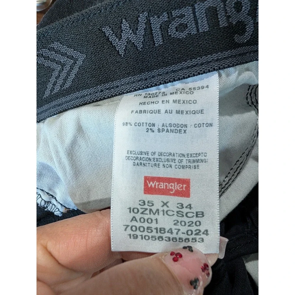 Wrangler Authentics Mens 35x34 Black Straight Leg Jeans